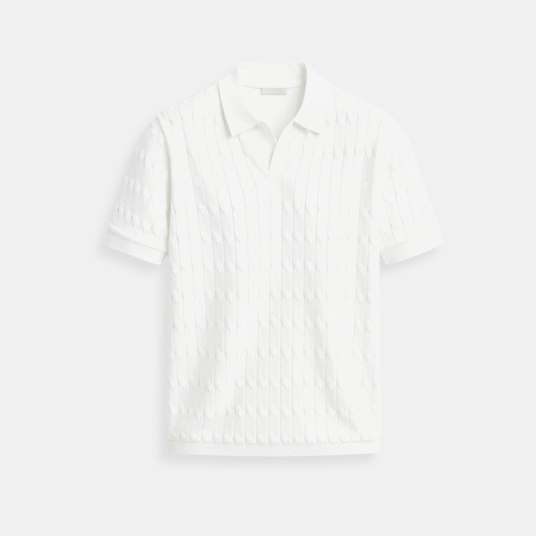 NOBA Premium V-Neck Cable Knit Polo